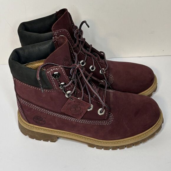 Timberland Primaloft Waterproof Suede Maroon Leather Boots Womens - Picture 1 of 8